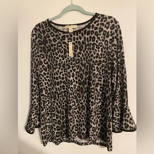 Michael Kors Leopard print top sz Large NWT